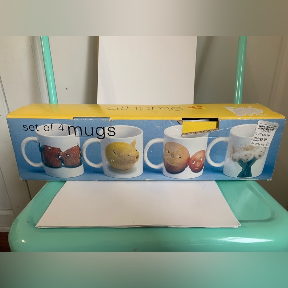 Vintage New 2001 Play With Your Food Mugs Anthropomorphic Fruits and Veggies